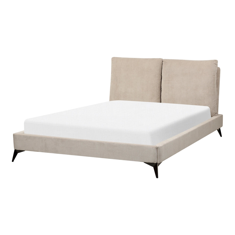 Letto imbottito moderno in velluto a coste grigio talpa 140 x 200 cm moderno elegante