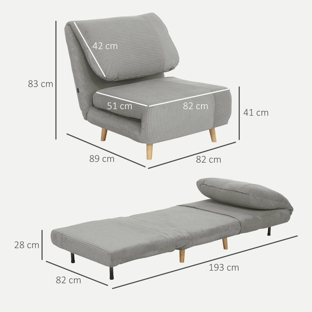 Letto imbottito singolo con testiera regolabile ¨C Zephmum ¨C Grigio 82x87x89 cm