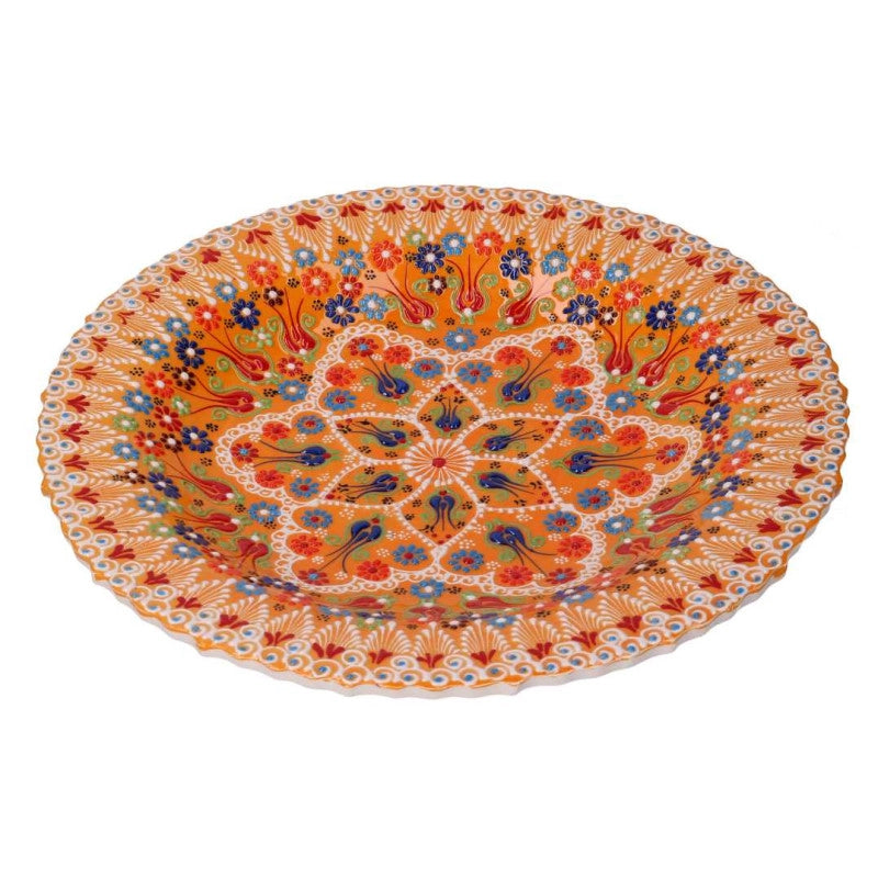 Centrotavola ceramica arancione tondo cm ø40h8