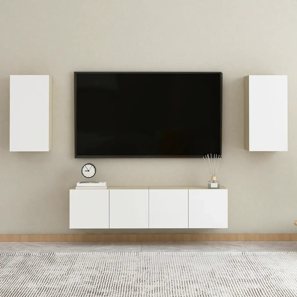 Mobile TV Bianco e Rovere Sonoma 30,5x30x60 cm in Truciolato