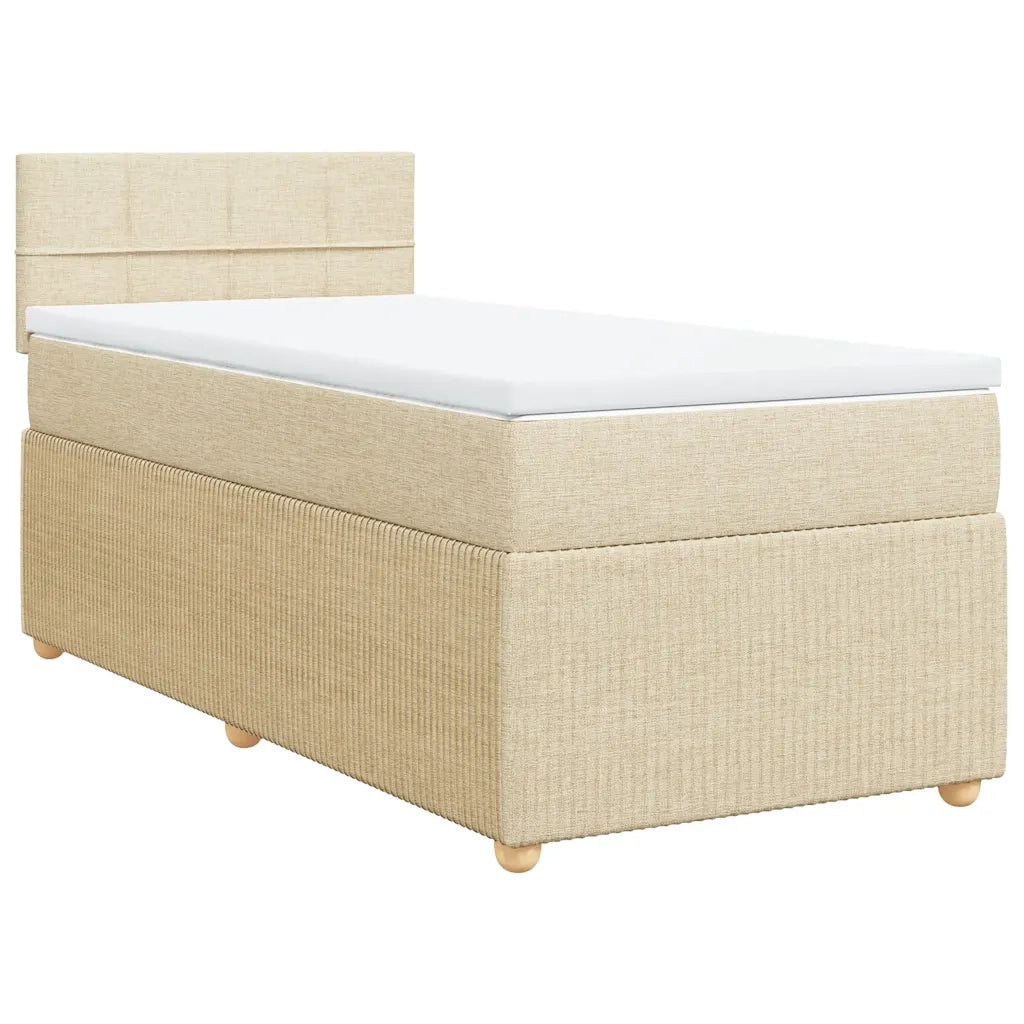 vidaXL Giroletto a Molle con Materasso Crema 100x200 cm in Tessuto
