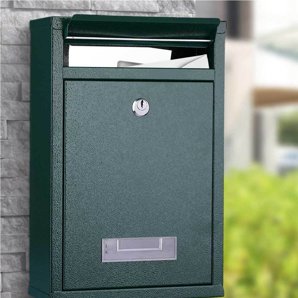Cassetta Postale in Acciaio Buca per Lettere Interno Esterno Doppia Chiave Verde