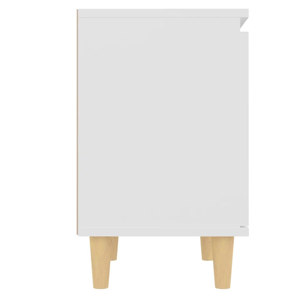 Comodini con Gambe in Legno Massello 2pz-Set di 2 Tavolino da notte Bianchi 40x30x50 cm 786580