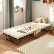 Letto pieghevole 80 x 190 cm, per adulti, pieghevole, letto da viaggio con materasso, letto singolo, pieghevole in metallo, portata fino a 120 kg, letto pieghevole con memory foam