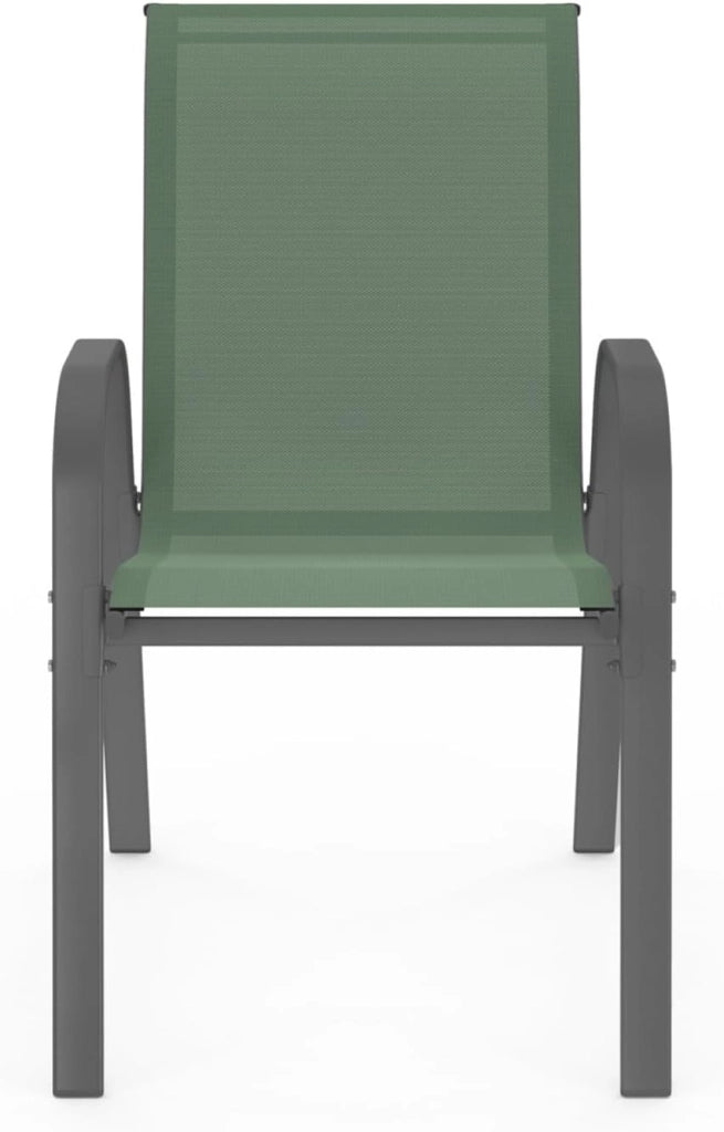 Set di 6 sedie da giardino impilabili LYMA in metallo e textilene, verde oliva