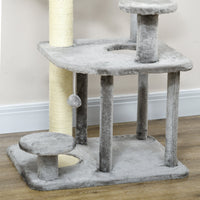 Tiragraffi per Gatti Albero con Lettino e Casetta 60x48x92 cm in Sisal e Peluche Grigio