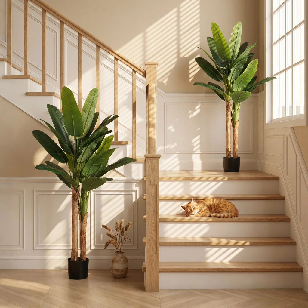 2 Piante Artificiali Banano in Vaso ¨C zephmum ¨C Verde, 150 cm