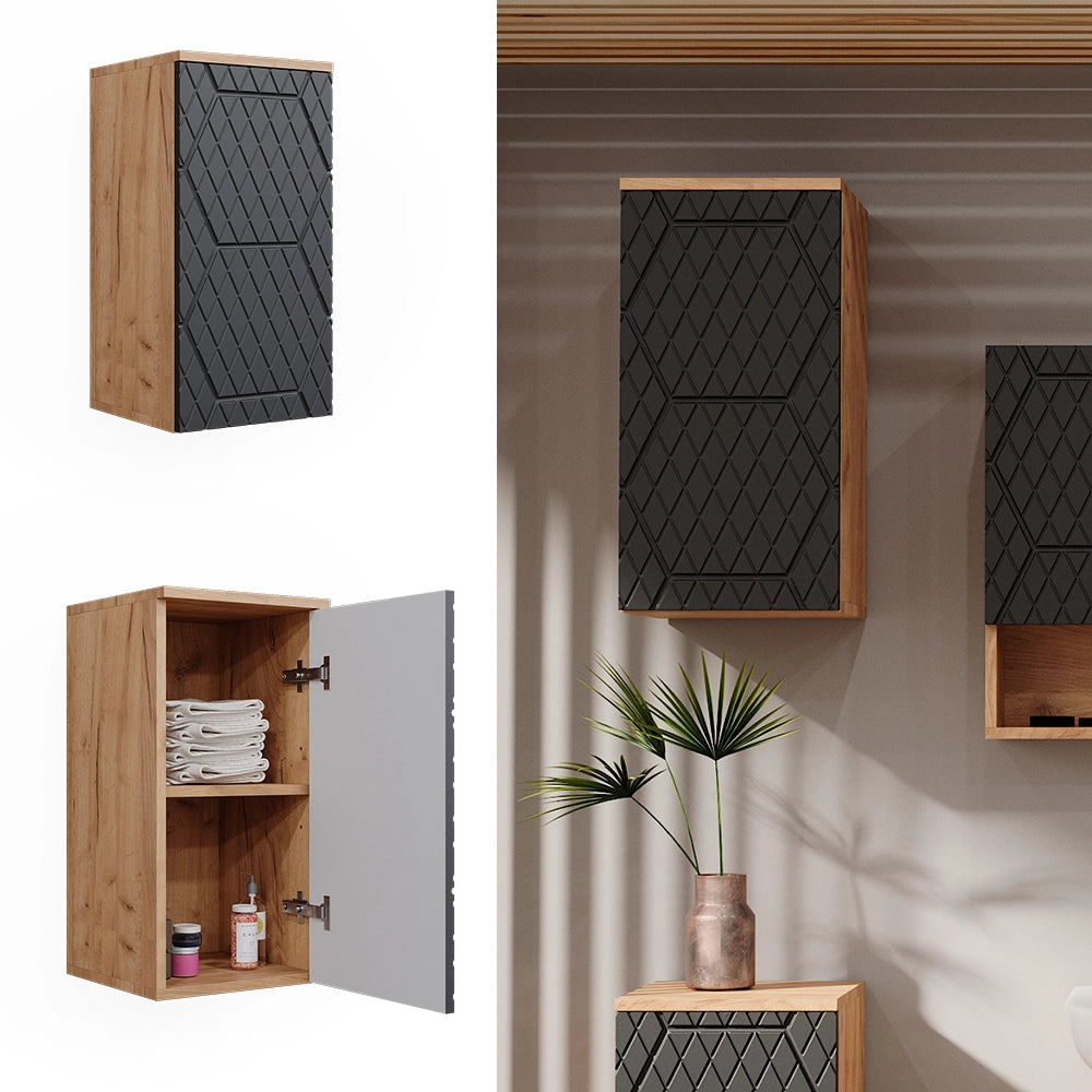 Vicco Mobile da bagno Antracite con struttura a nido d'ape 30 x 59 cm 2 scomparti, bagno