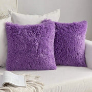 Set di 2 coprifuoco in peluche Decorativi cuscini da divano Cuscini morbidi e soffici Cuscini da divano decorativi Cuscini morbidi per divano Copertura cuscino morbido per divano 40x40 cm Blu viola
