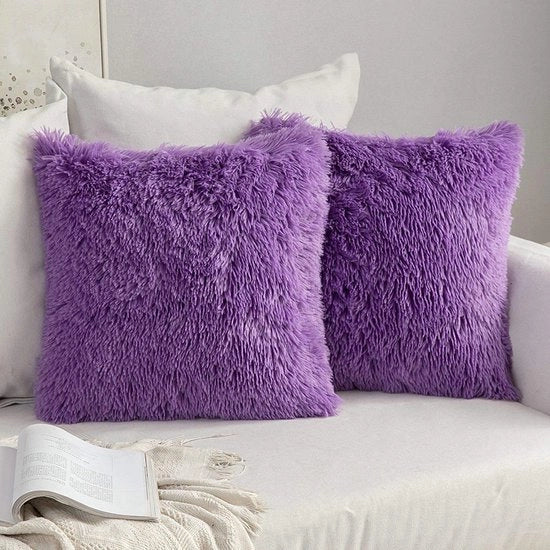 Set di 2 coprifuoco in peluche Decorativi cuscini da divano Cuscini morbidi e soffici Cuscini da divano decorativi Cuscini morbidi per divano Copertura cuscino morbido per divano 40x40 cm Blu viola