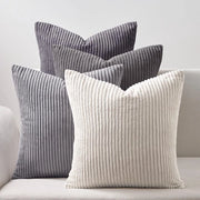 Set di 4 cuscini decorativi 60x60 cm grigi in corduroy