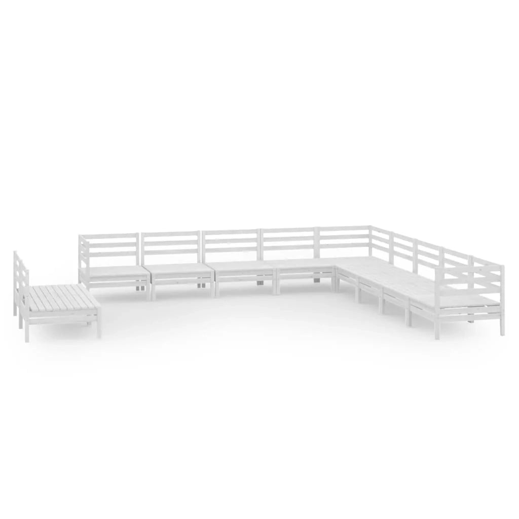 Set di mobili da giardino mobili da esterno 11 pezzi legno di pino massiccio bianco 02_0015496
