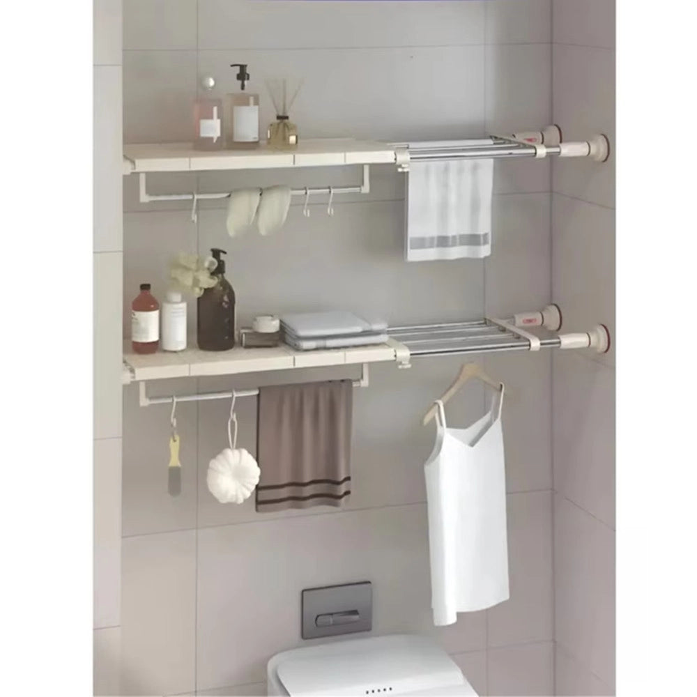 Trade Shop - Mensola Ripiano Telescopico Regolabile Con Ventose 50-80 Cm Per Armadi Pareti 8144 -