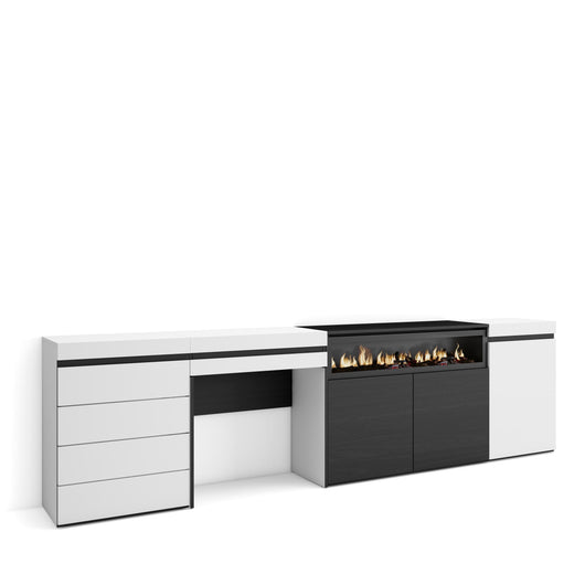 Credenza, 277x35x75cm, Camera da letto, Camino elettrico, Cassettiera, Tavolo da toeletta, Bianco RF3405
