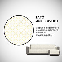 Copridivano con Penisola Destra Seduta 190 cm in Poliestere e Cotone Panna