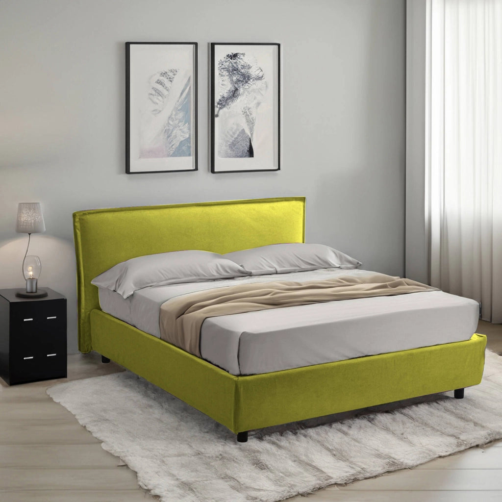 Letto Matrimoniale Bruzolo, Letto Matrimoniale Materasso Incluso Made in Italy, Verde