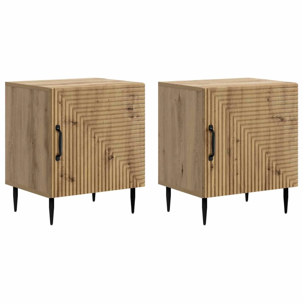 Armadio da Notte 2 pcs Rovere Artigianale 43 x 34,5 x 50 cm 894814