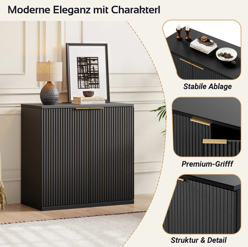 Sideboard a 2 ante in MDF; nero; 80x40x80 cm