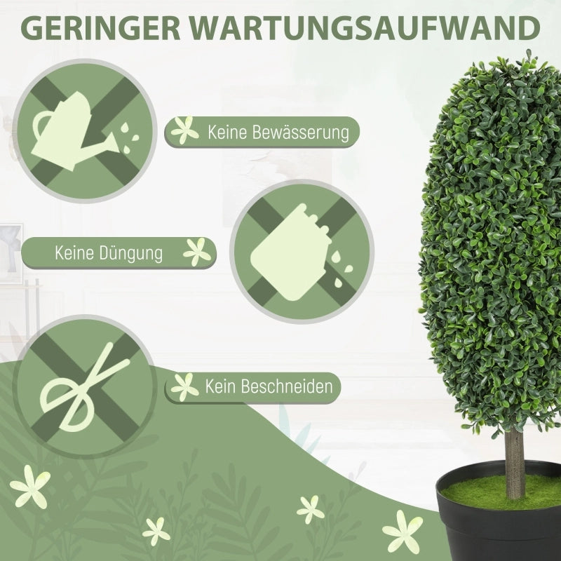 Set di 2 piante artificiali, alberi artificiali resistenti ai raggi UV in vaso, plastica, cemento, verde