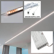 Trade Shop - Kit 3pz Barra Led 36w Profilo Alluminio Alimentatore 12v Luce 4000k Sensore Doppio -