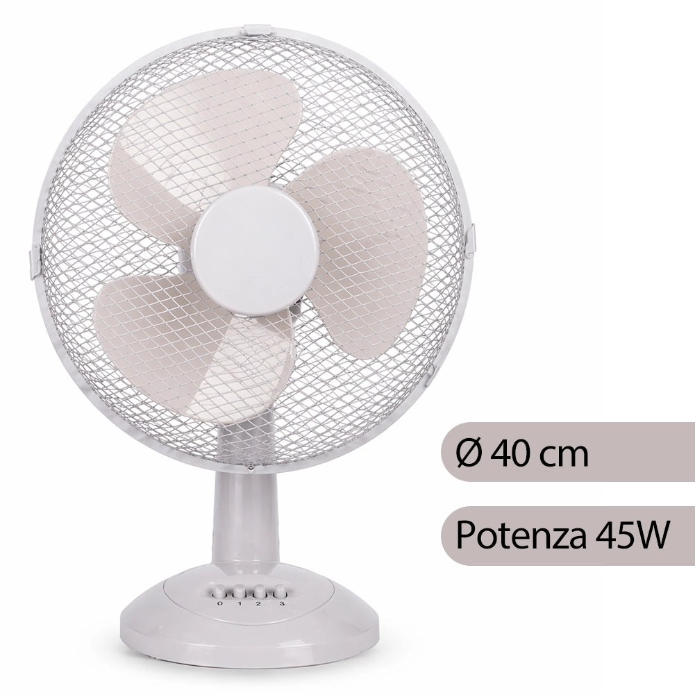 Ventilatore da Tavolo Autoportante Ø40cm Potenza 45W 3 Velocità Sabbia