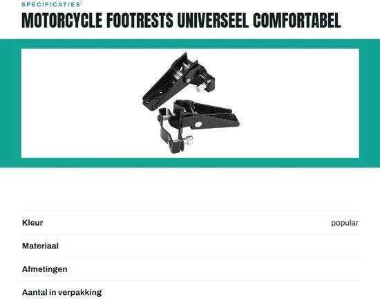 Supporto Pedale Universale - 2 Pezzi - Metallo - Supporti Pedali - Per Moto/Fuoribordo - Duraturo e Comodo - Supporti Pedali