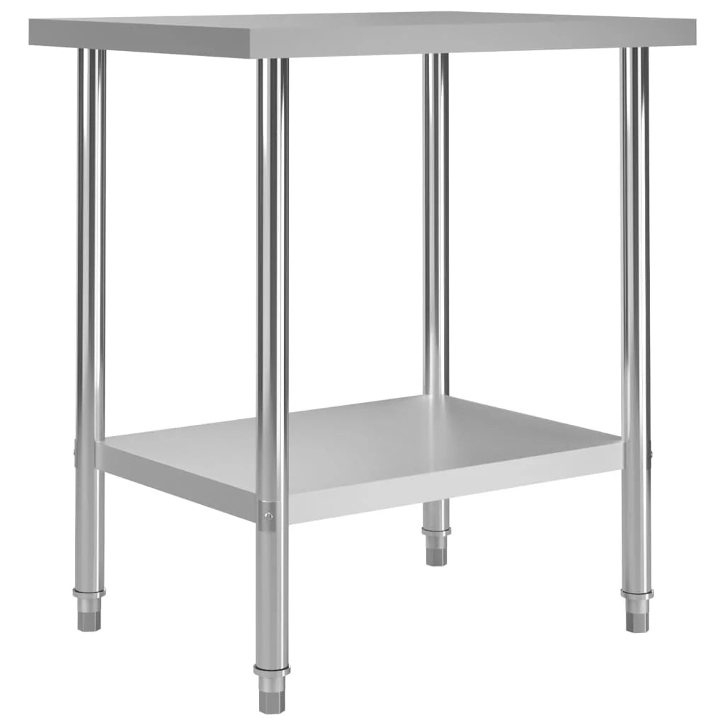 Tavolo da lavoro da cucina 80 x 60 x 85 cm acciaio inox 02_0001906