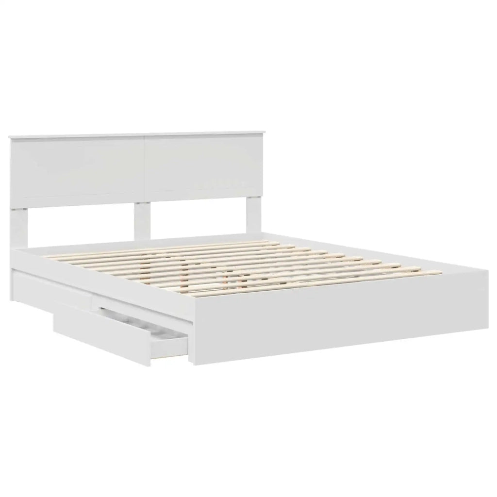 Letto con Contenitore Bianco 160 x 200 cm Legno multistrato