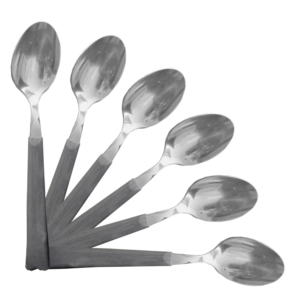 MAURY'S BEST QUALITY SET DA 6 CUCCHIAI DA TAVOLA GRIGIO EFFETTO PIETRA