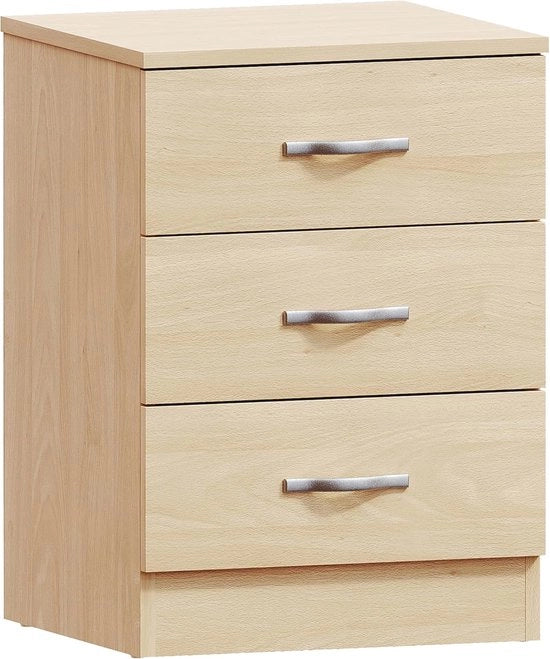 Cassettiere in legno di rovere con 3 cassetti e maniglie in metallo - Mobili da camera da letto moderni
