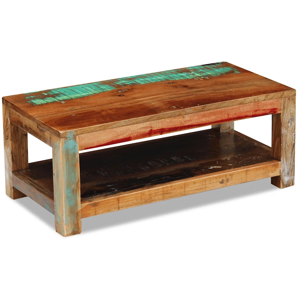 Tavolino da CaffÃ¨ in Legno Massello di Recupero 90x45x35 cm