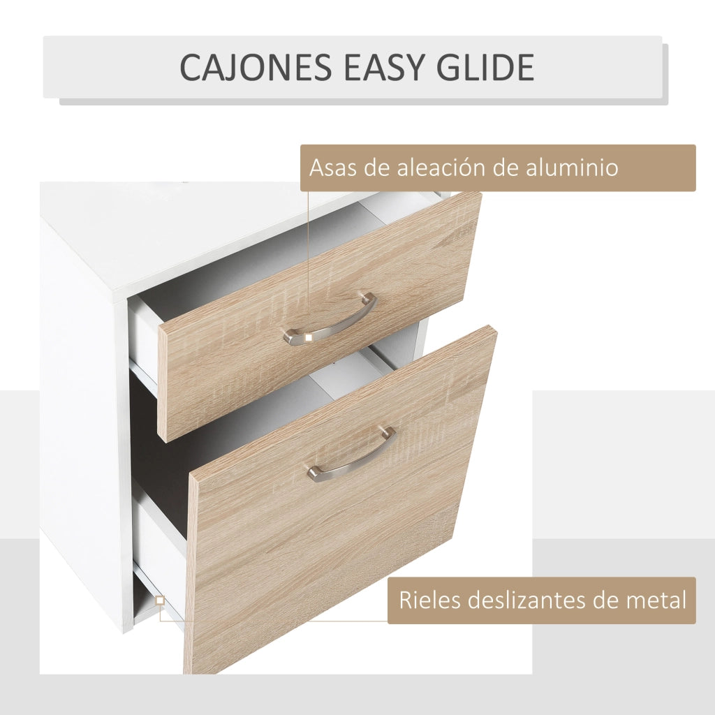 Scrivania con scaffale e cassetti ¨C zephmum ¨C bianco e rovere 137x55x92 cm