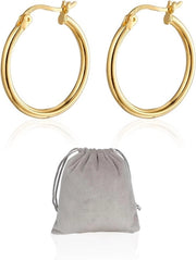 Orecchini eleganti e rotondi a forma di "O" per donna con confezione per gioielli - ideali per occasioni speciali, feste e abbigliamento quotidiano.