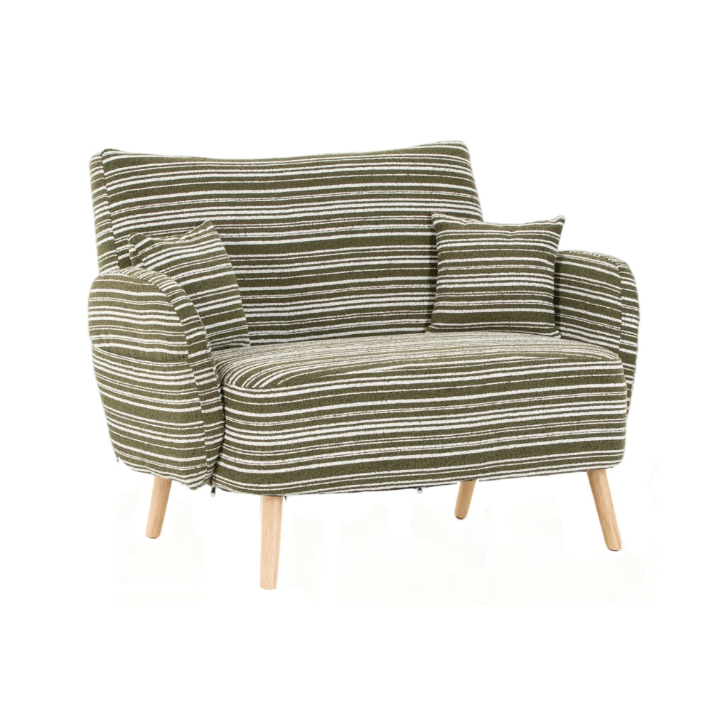 Divano Dritto 2 Posti con Tasche Laterali Braccioli Confortevoli Cuscino Schienale Moderno in Bouclé Verde Oliva