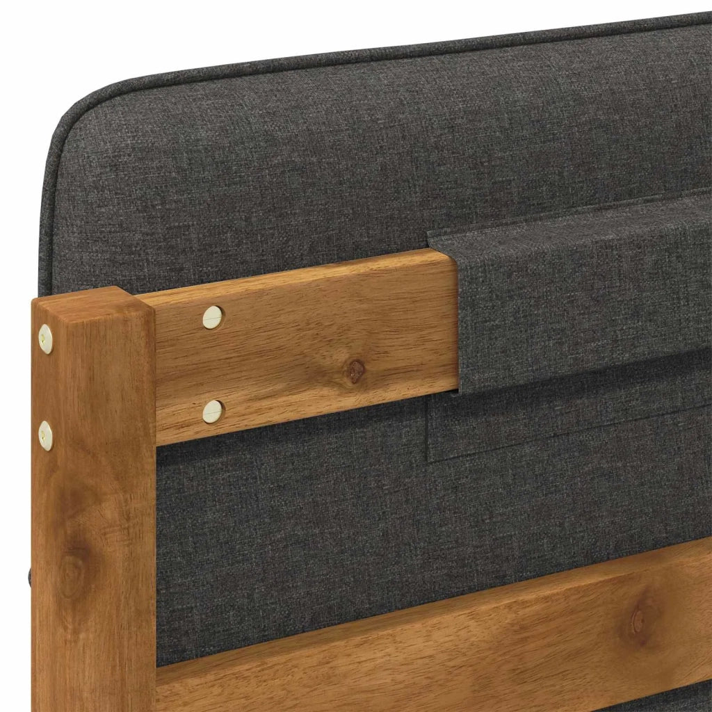 Letto con Testiera Rivestita Naturale e Grigio Scuro 904433