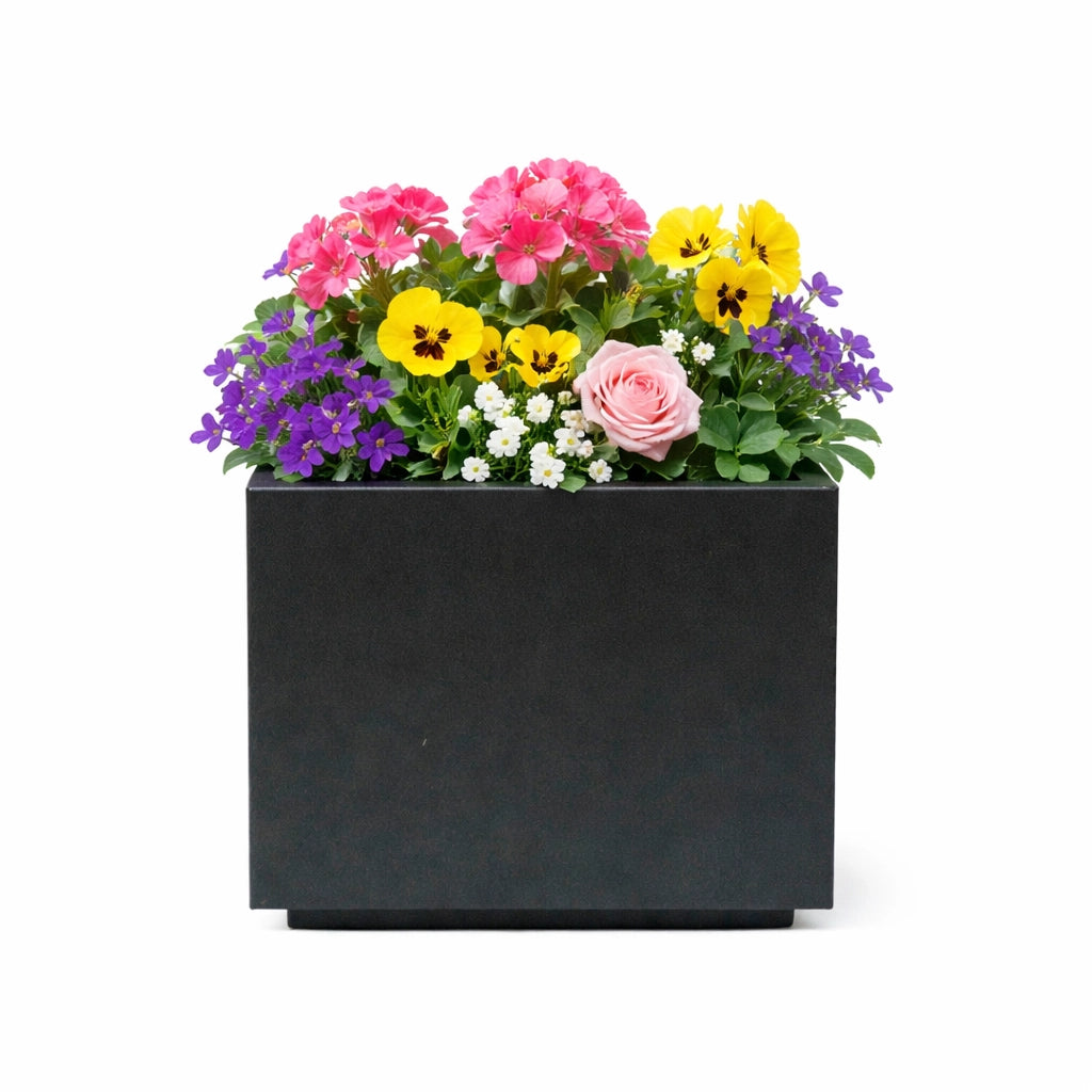 Vaso Modulare in Acciaio da Esterno, Nero Antracite, Verniciato a Polvere, Sovrapponibile ad Incastro per Giardino e Terrazzo 30x30x30 cm