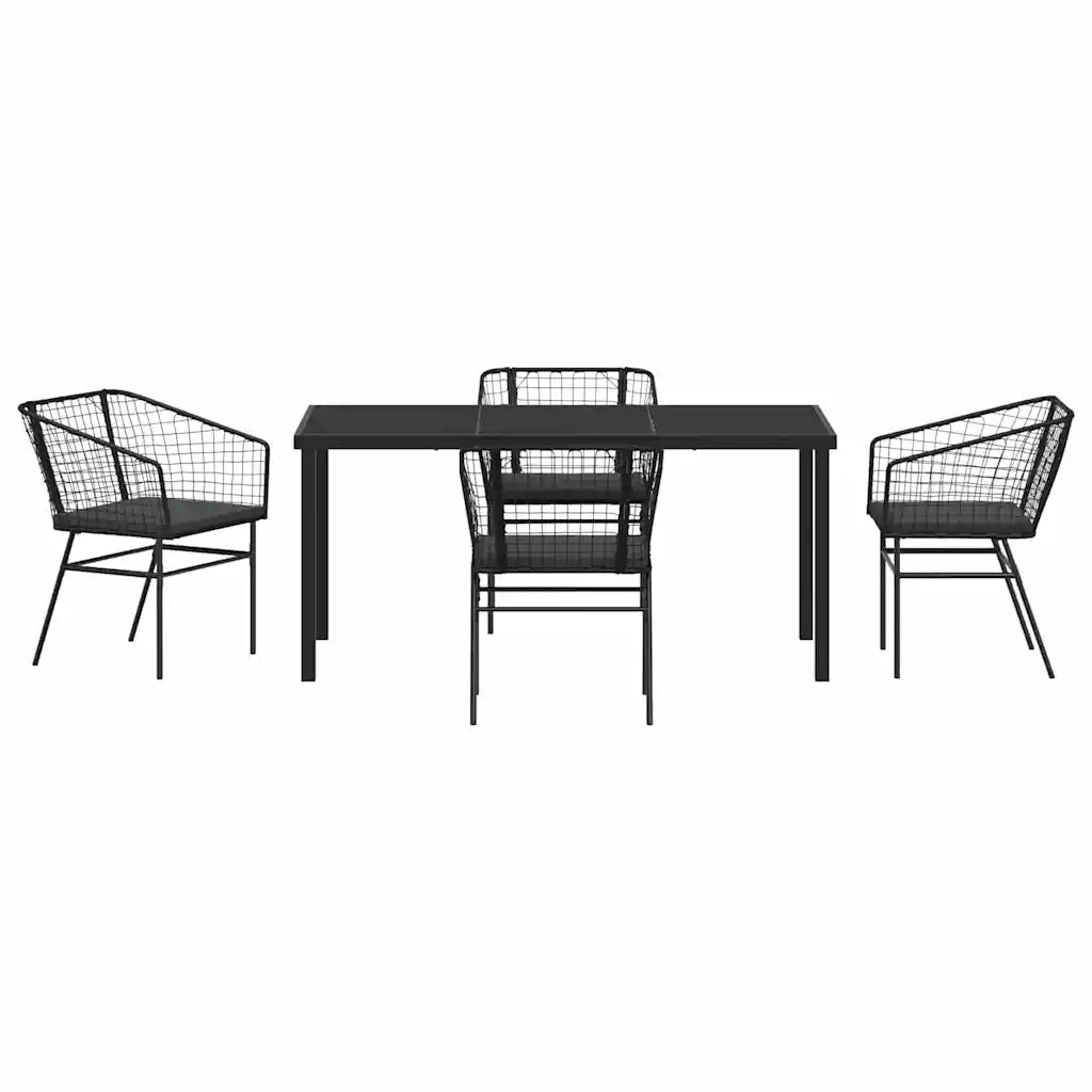 Set da Pranzo per Giardino 5 pcs Nero polyrattan 3380907