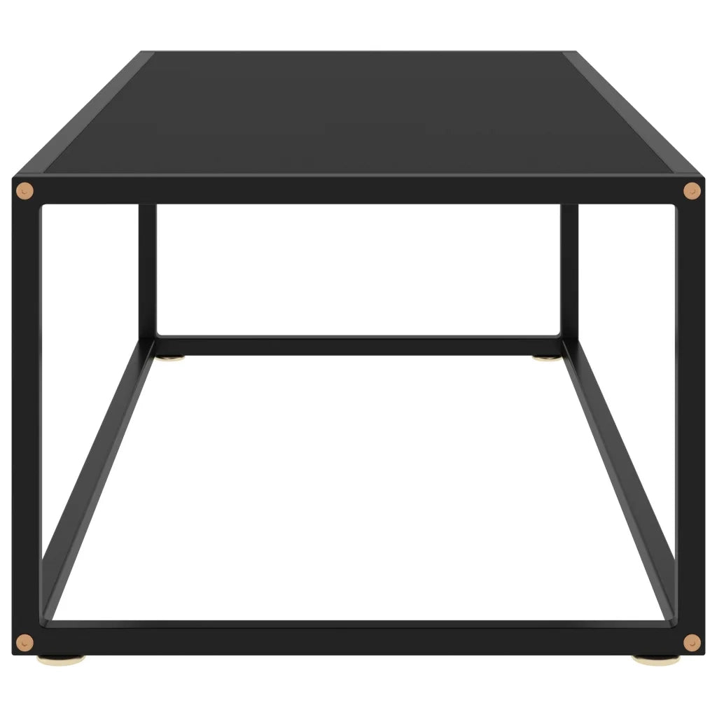 Tavolino da Salotto Nero con Vetro Nero 100x50x35 cm