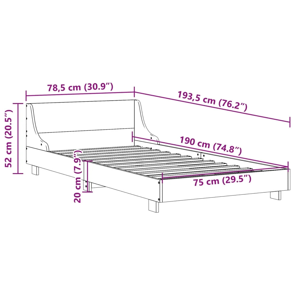 vidaXL Letto senza Materasso Bianco 75x190 in Legno Massello di Pino