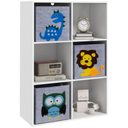 Scaffale Portagiochi per Bambini 3+ Anni a 6 Cubi, in MDF e Melamina, 61.8x29.9x91.5 cm, Grigio e Bianco