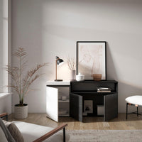 Credenza, Mobile, 150x35x75cm, 3 Porte, grande stoccaggio, Bianco e nero RF2504