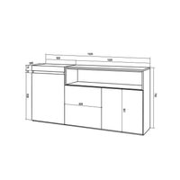 Credenza, Mobile, 150x35x75cm, 3 Porte, grande stoccaggio, Bianco e nero RF2504