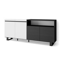 Credenza, Mobile, 200x35x87cm, 4 Porte, Design industriale, Bianco e nero RF2396
