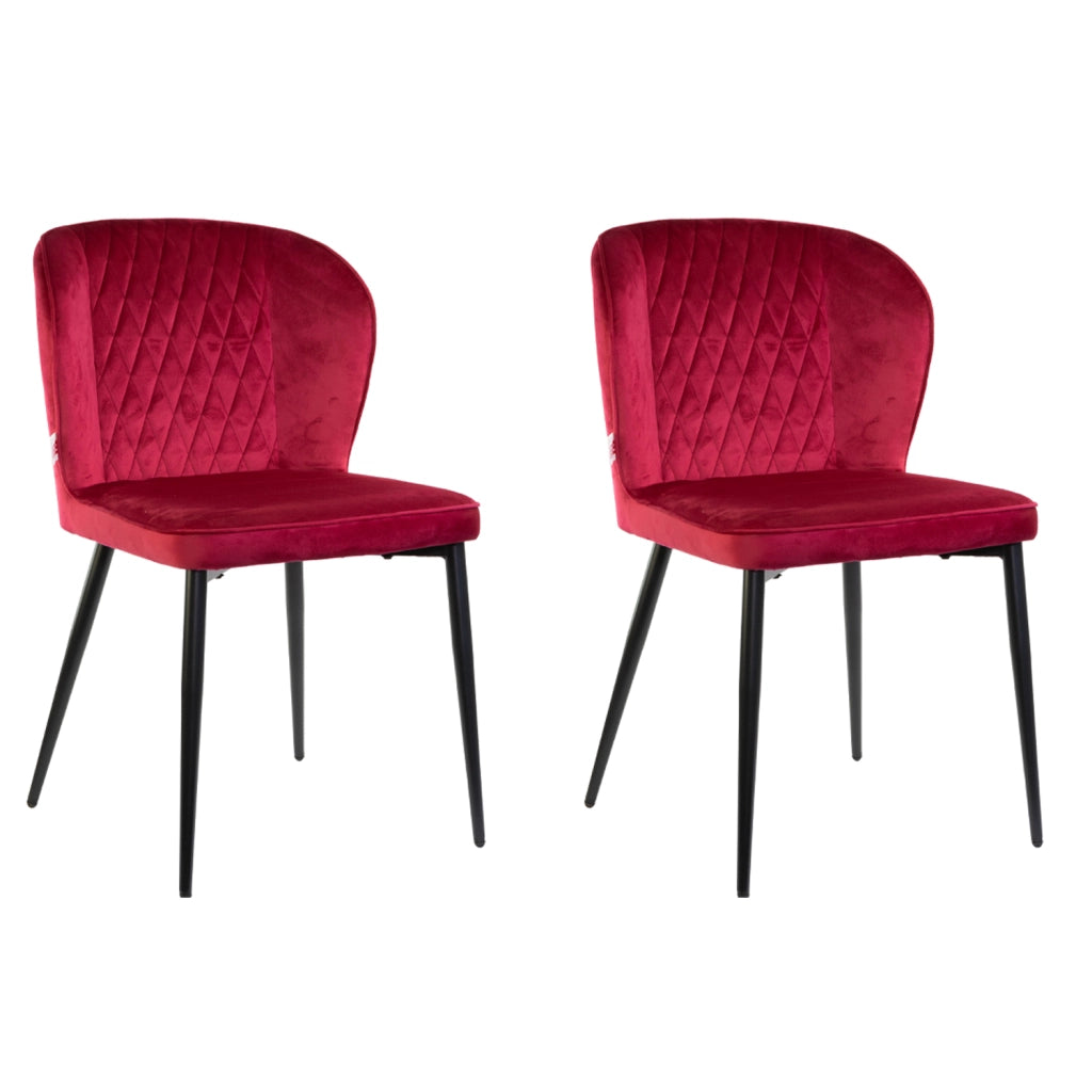 Marvin Sedia in Velluto Rosso PARIGI con Struttura in Metallo e Seduta Imbottita, Poltroncina di Design Moderno  2 Sedie