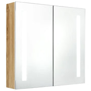 Armadietto Bagno | Armadio da bagno con Specchio e LED Bianco e Rovere 62x14x60 cm