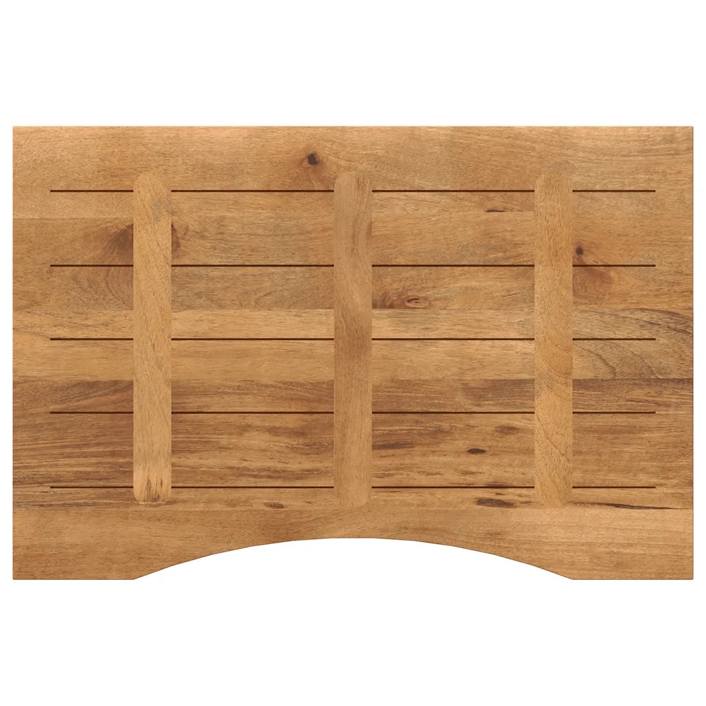 Piano Scrivania con Curva 100x60x2,5cm Massello Grezzo di Mango