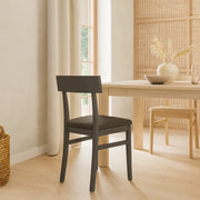 Set di 2 sedie da pranzo imbottite in legno grigio scuro Zaira con struttura in legno facili da pulire Made in Italy | Duzzle