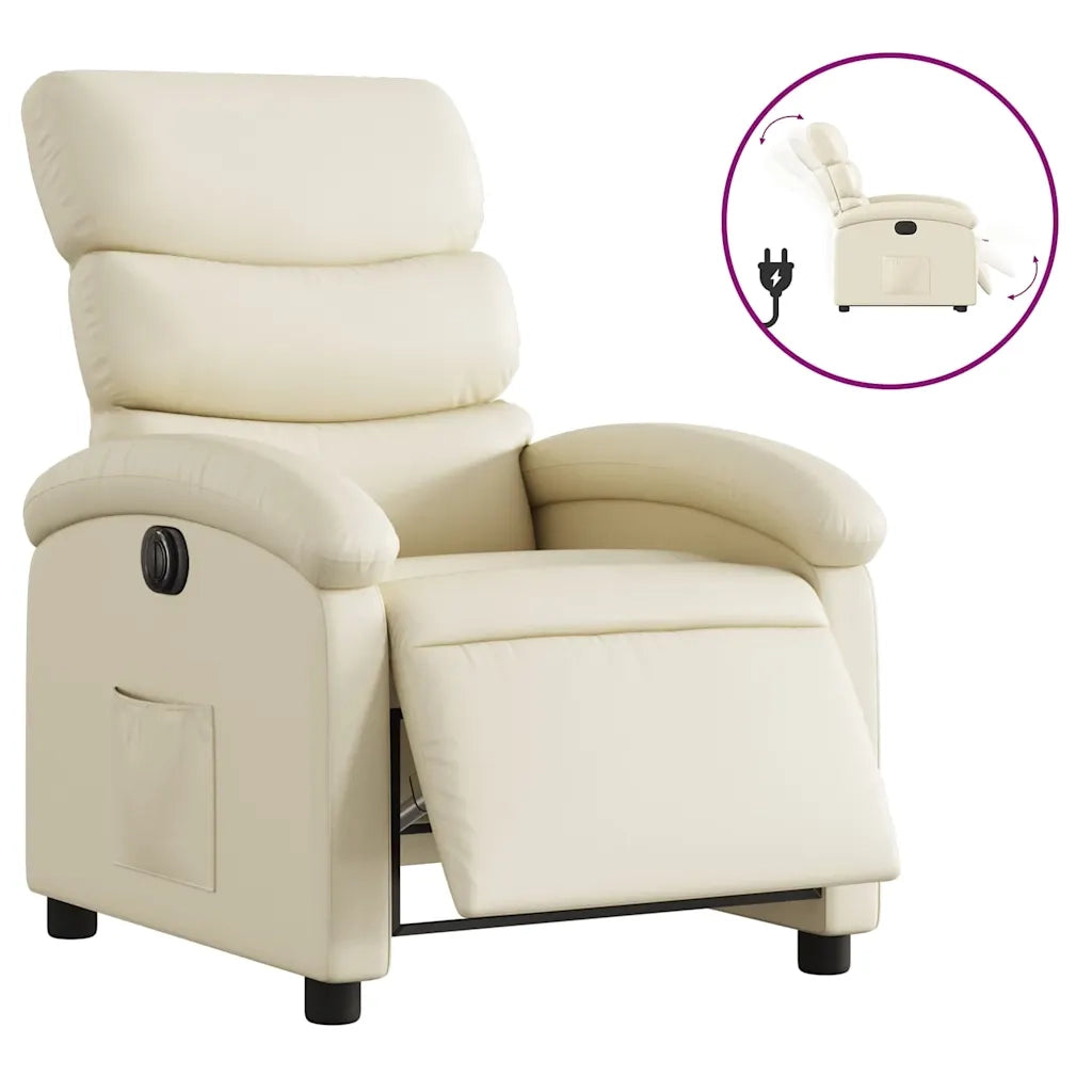 Divano Sedia-Poltrona Reclinabile Elettrica Crema in Similpelle 893617