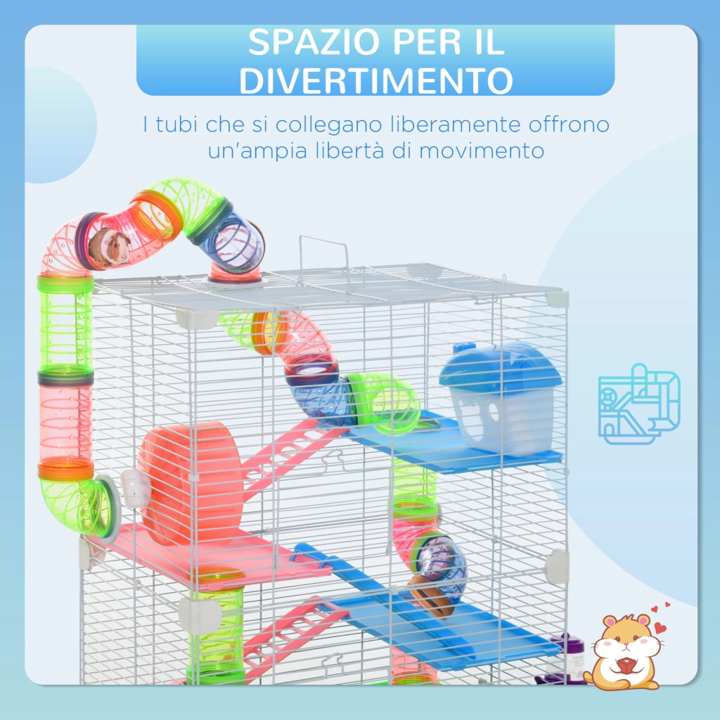 Gabbia per Criceti 5 Livelli con Tubi e Accessori ¨C zephmum ¨C Verde 46x30x58 cm
