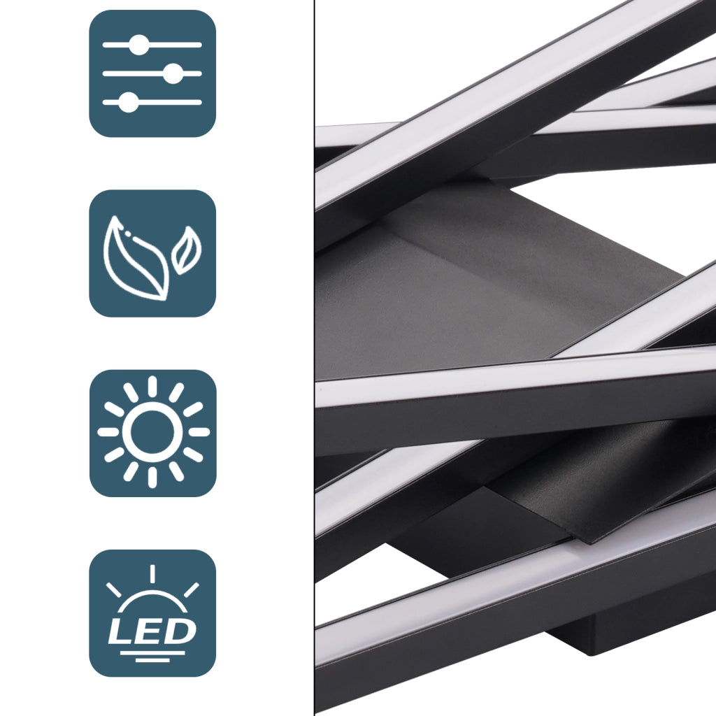 ZMH Lampada da soffitto plafoniera LED 45W nera dimmerabile per camera letto soggiorno cucina sala pranzo